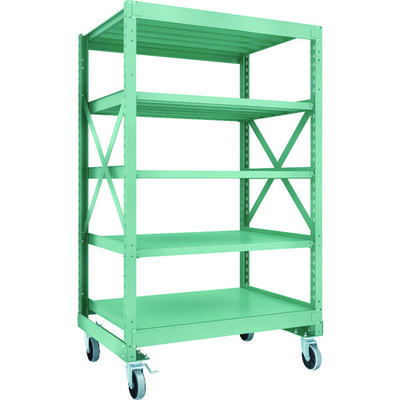 TRUSCO R3型ボルト式中量棚W1200XD900XH2000 5段 Φ150 ウレタンキャスター付 R3-6495-U150（直送品）