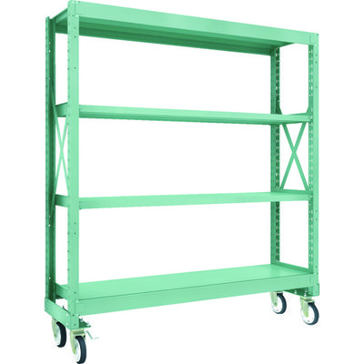 TRUSCO R3型ボルト式中量棚W1800XD500XH2000 4段 Φ150 ゴムキャスター付 R3-6654-G150 1台(1個)（直送品）