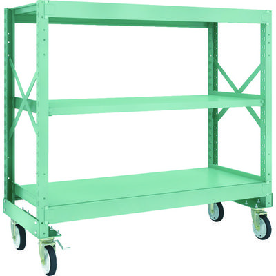 TRUSCO R3型ボルト式中量棚W1500XD600XH1400 3段 Φ150 ゴムキャスター付 R3-4563-G150 1台(1個)（直送品）
