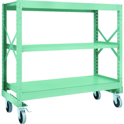 TRUSCO R3型ボルト式中量棚W1500XD600XH1400 3段 Φ150 ウレタンキャスター付 R3-4563-U150（直送品）