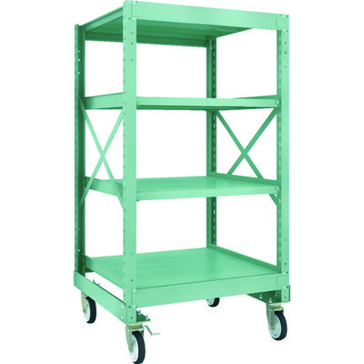TRUSCO R3型ボルト式中量棚W900XD900XH1700 4段 Φ150 ゴムキャスター付 R3-5394-G150 1台(1個)（直送品）