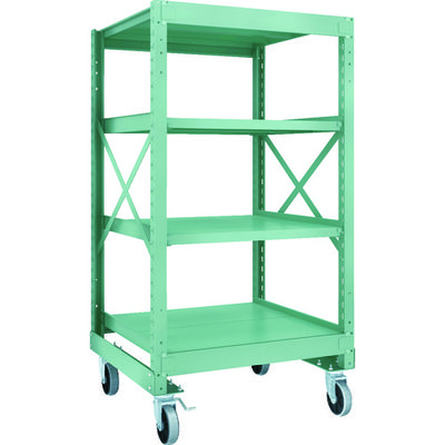 TRUSCO R3型ボルト式中量棚W900XD900XH1700 4段 Φ150 ウレタンキャスター付 R3-5394-U150（直送品）