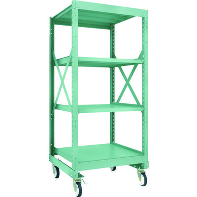 TRUSCO R3型ボルト式中量棚W900XD900XH2000 4段 Φ150 ゴムキャスター付 R3-6394-G150 1台(1個)（直送品）