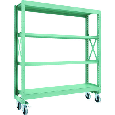 TRUSCO R3型ボルト式中量棚W1800XD500XH2000 4段 Φ150 ウレタンキャスター付 R3-6654-U150（直送品）