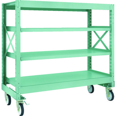 TRUSCO R3型ボルト式中量棚W1500XD600XH1400 4段 Φ150 ゴムキャスター付 R3-4564-G150 1台(1個)（直送品）