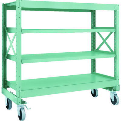 TRUSCO R3型ボルト式中量棚W1500XD600XH1400 4段 Φ150 ウレタンキャスター付 R3-4564-U150（直送品）