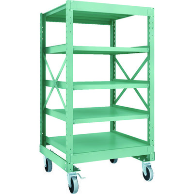 TRUSCO R3型ボルト式中量棚W900XD900XH1700 5段 Φ150 ウレタンキャスター付 R3-5395-U150（直送品）