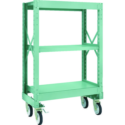 TRUSCO R3型ボルト式中量棚W900XD500XH1400 3段 Φ150 ゴムキャスター付 R3-4353-G150 1台(1個)（直送品）