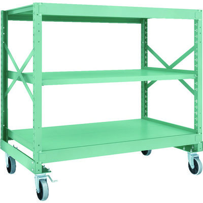TRUSCO R3型ボルト式中量棚W1500XD900XH1400 3段 Φ150 ウレタンキャスター付 R3-4593-U150（直送品）