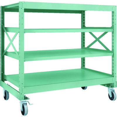 TRUSCO R3型ボルト式中量棚W1500XD900XH1400 4段 Φ150 ウレタンキャスター付 R3-4594-U150（直送品）