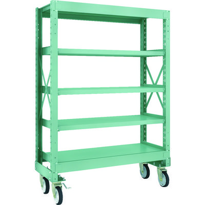 TRUSCO R3型ボルト式中量棚W1200XD500XH1700 5段 Φ150 ゴムキャスター付 R3-5455-G150 1台(1個)（直送品）