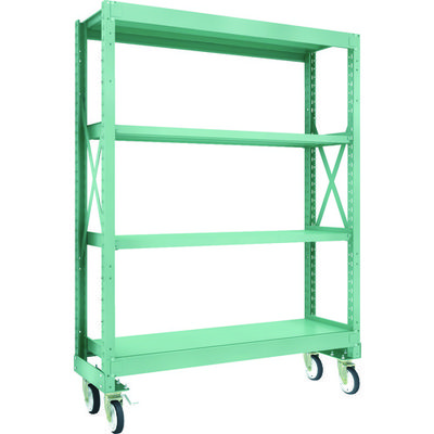 TRUSCO R3型ボルト式中量棚W1500XD500XH2000 4段 Φ150 ゴムキャスター付 R3-6554-G150 1台(1個)（直送品）