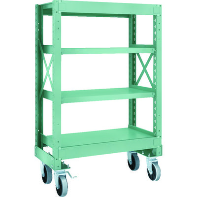 TRUSCO R3型ボルト式中量棚W900XD500XH1400 4段 Φ150 ウレタンキャスター付 R3-4354-U150（直送品）