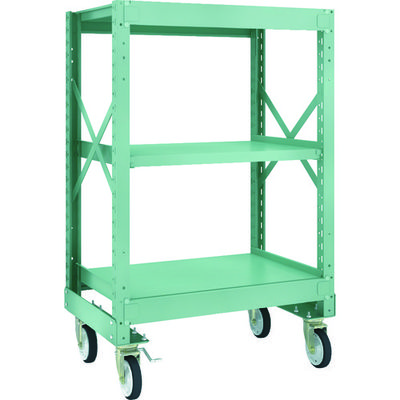 TRUSCO R3型ボルト式中量棚W900XD600XH1400 3段 Φ150 ゴムキャスター付 R3-4363-G150 1台(1個)（直送品）