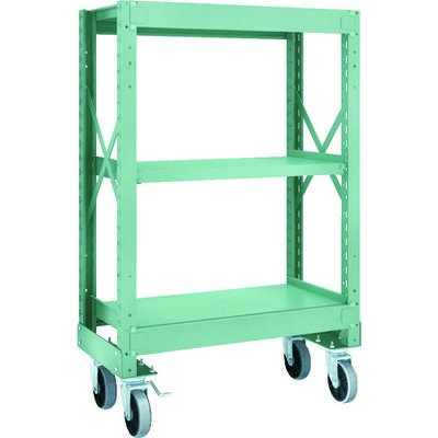 TRUSCO R3型ボルト式中量棚W900XD500XH1400 3段 Φ150 ウレタンキャスター付 R3-4353-U150（直送品）