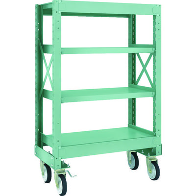 TRUSCO R3型ボルト式中量棚W900XD500XH1400 4段 Φ150 ゴムキャスター付 R3-4354-G150 1台(1個)（直送品）