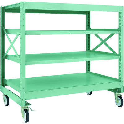 TRUSCO R3型ボルト式中量棚W1500XD900XH1400 4段 Φ150 ゴムキャスター付 R3-4594-G150 1台(1個)（直送品）