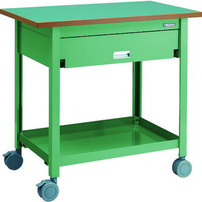トラスコ中山 TRUSCO 天板付ワゴン 両面引出し1段付 棚板1段 GN VD-T110-GN 1台 116-3763（直送品）