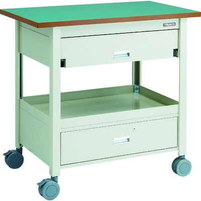 トラスコ中山 TRUSCO 天板付ワゴン 両面引出し上下各1段付 棚板1段 NG VD-T111-NG 1台 116-3772（直送品）