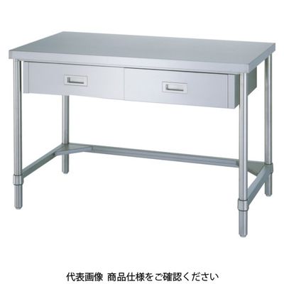 シンコー ステンレス作業台片面引出付(三方枠タイプ/SUS430) 1800×600×800 WDT-18060 1台 116-1502（直送品）