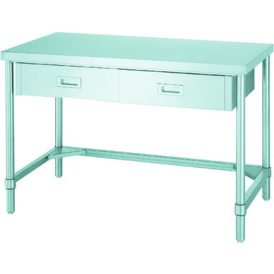 シンコー ステンレス作業台片面引出付三方枠 間口900×奥行600×高さ800 WDT-9060 1台 116-1495（直送品）