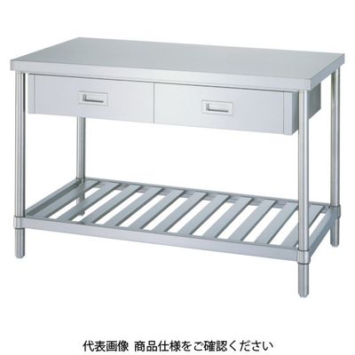 シンコー ステンレス作業台片面引出付スノコ棚 間口1800×奥行750×高さ800 WDS-18075 1台 116-1461（直送品）
