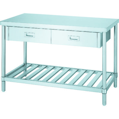 シンコー ステンレス作業台片面引出付(スノコ板棚タイプ・SUS430) 900×450×800 WDS-9045 1台 116-1453（直送品）