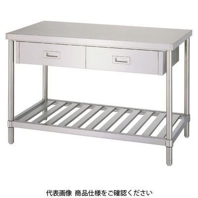 シンコー ステンレス作業台片面引出付スノコ棚 間口900×奥行600×高さ800 WDS-9060 1台 116-1454（直送品）