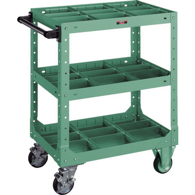 トラスコ中山 TRUSCO SR型ワゴン 600X400XH795 仕切板付 緑 SR-3P GN 1台 501-6363（直送品）