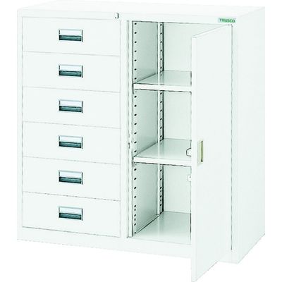 トラスコ中山 TRUSCO スタンダード書庫(D400)コンビ6段片開 880XH880 W色 WTCB363 1台 462-7679（直送品）