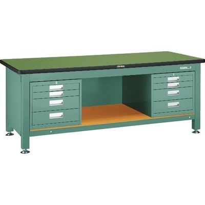 TRUSCO 重荷重作業台(3000kg)TWZ型 1800X750XH740 4段引出X2付 グリーン色 RTWZ-1800D4D4 1台（直送品）