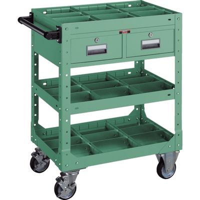 トラスコ中山 TRUSCO SR型ワゴン 600X400XH795 引出・仕切板付 緑 SR-FP3 GN 1台 501-6533（直送品）