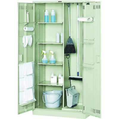 トラスコ中山 TRUSCO 掃除用具ケース 両開型 W880XD515XH1790 ネオグレー NGPW 1台 519-0053（直送品）