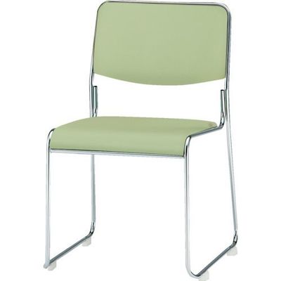 藤沢工業 TOKIO スタッキングチェア メッキ脚タイプ ビニールレザー リーフグリーン FSC-15ML-LG 1脚 493-2536（直送品）
