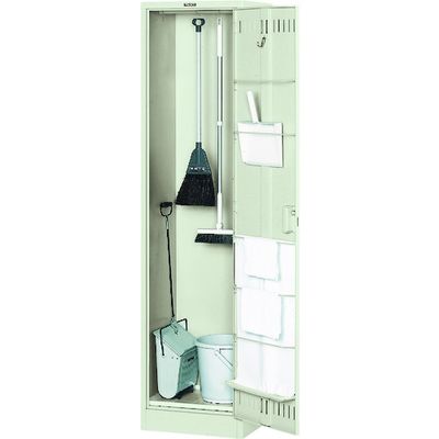 トラスコ中山 TRUSCO 掃除用具ケース 浅型 パイプ付W455XD400XH1790 ネオグレー NKHC 1台 519-0037（直送品）