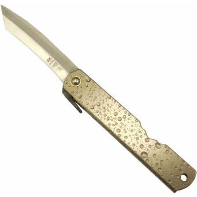 中古品で買った、昔のナイフ 永尾駒製作所 昔なつかしいナイフ 肥後守 水しぶき柄 ブラウン 青紙