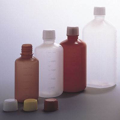 エムアイケミカル投薬瓶広ボトル茶 500mL（未滅菌)キャップ色：黄 08-2941-0202（直送品）
