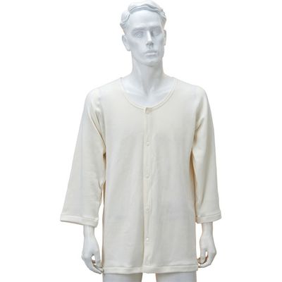 神戸生絲 紳士のびのびワンタッチ肌着7分袖（ホック付） 秋冬用 オフホワイト M-L BM5F　【介護用衣類】介援隊カタログ U0683（直送品）