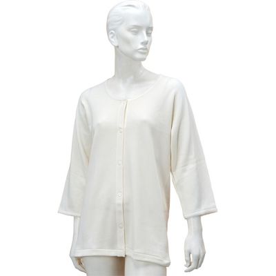 神戸生絲 婦人のびのびワンタッチ肌着7分袖（ホック付） 秋冬用 オフホワイト L-LL BM6F　【介護用衣類】介援隊カタログ U0683（直送品）