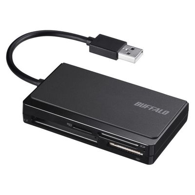 バッファロー カードリーダー BSCR300U2BK USB2.0 マルチカードリーダー ケーブル収納モデル（直送品）