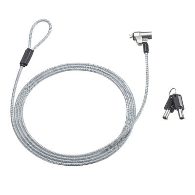 サンワサプライ 小型セキュリティスロット(NobleWedge)対応セキュリティワイヤー シルバー シリンダ錠/2m SLE-35S 1本（直送品）