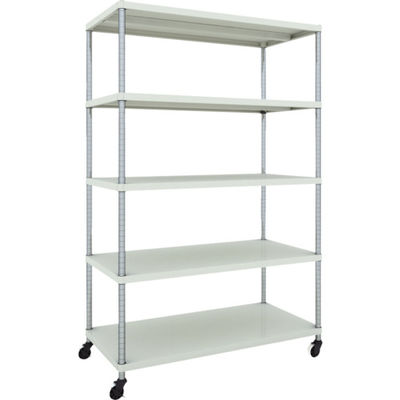 TRUSCO フェニックスラック 1200X600 5段 U車輪付 W色 抗菌粉体塗装 PER-6465-U125-W 1台(1個)（直送品）