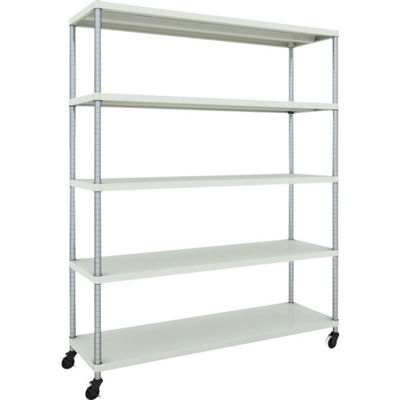 TRUSCO フェニックスラック 1500X450 5段 U車輪付 W色 抗菌粉体塗装 PER-6545-U125-W 1台(1個)（直送品）