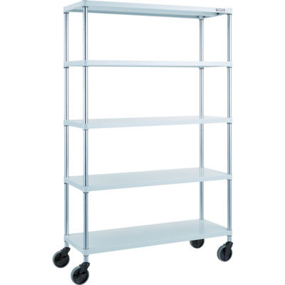 TRUSCO フェニックスラック 1200X450 5段 U車輪付 W色 抗菌粉体塗装 PER-6445-U125-W 1台(1個)（直送品）