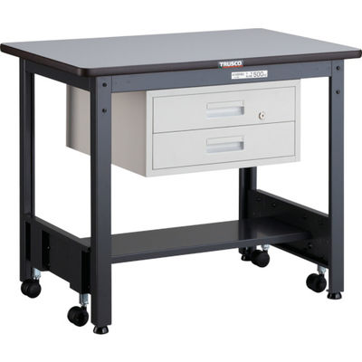TRUSCO 中荷重作業台(500kg)CFW型 900X600XH740 2段引出付 ダークグレー色 CFWP-0960F2 1台（直送品）