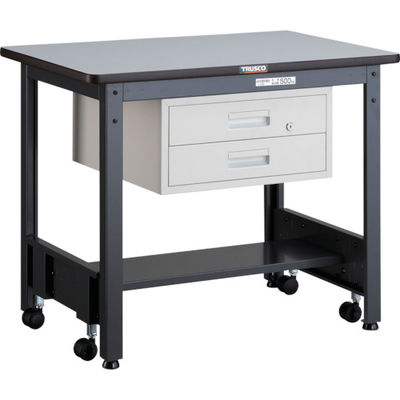 TRUSCO 中荷重作業台(500kg)CFW型 900X600XH740 2段引出付 ダークグレー色 CFWR-0960F2 1台（直送品）