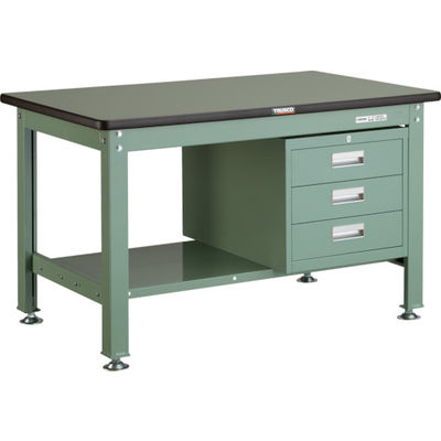 TRUSCO 中荷重作業台(1200kg)HW型 1200X750XH740 3段引出付 グリーン色 緑 RHW-1200D3 GN 1台（直送品）