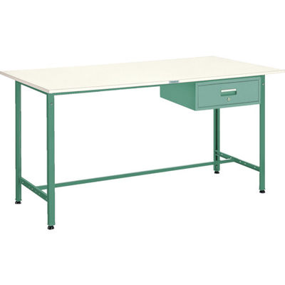 TRUSCO 軽荷重立作業台(300kg)HAE型 1800X750XH900 1段引出付 グリーン色 HAE-1800F1 1台（直送品）