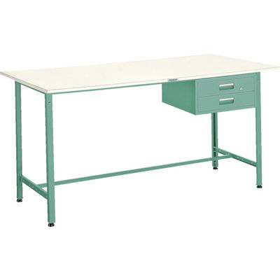 TRUSCO 軽荷重立作業台(300kg)HAE型 1800X900XH900 2段引出付 グリーン色 HAE-1809F2 1台（直送品）