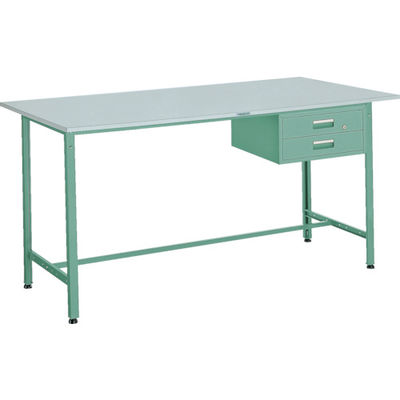 TRUSCO 軽荷重立作業台(300kg)HAE型 900X600XH900 2段引出付 グリーン色 HRAE-0960F2 1台（直送品）